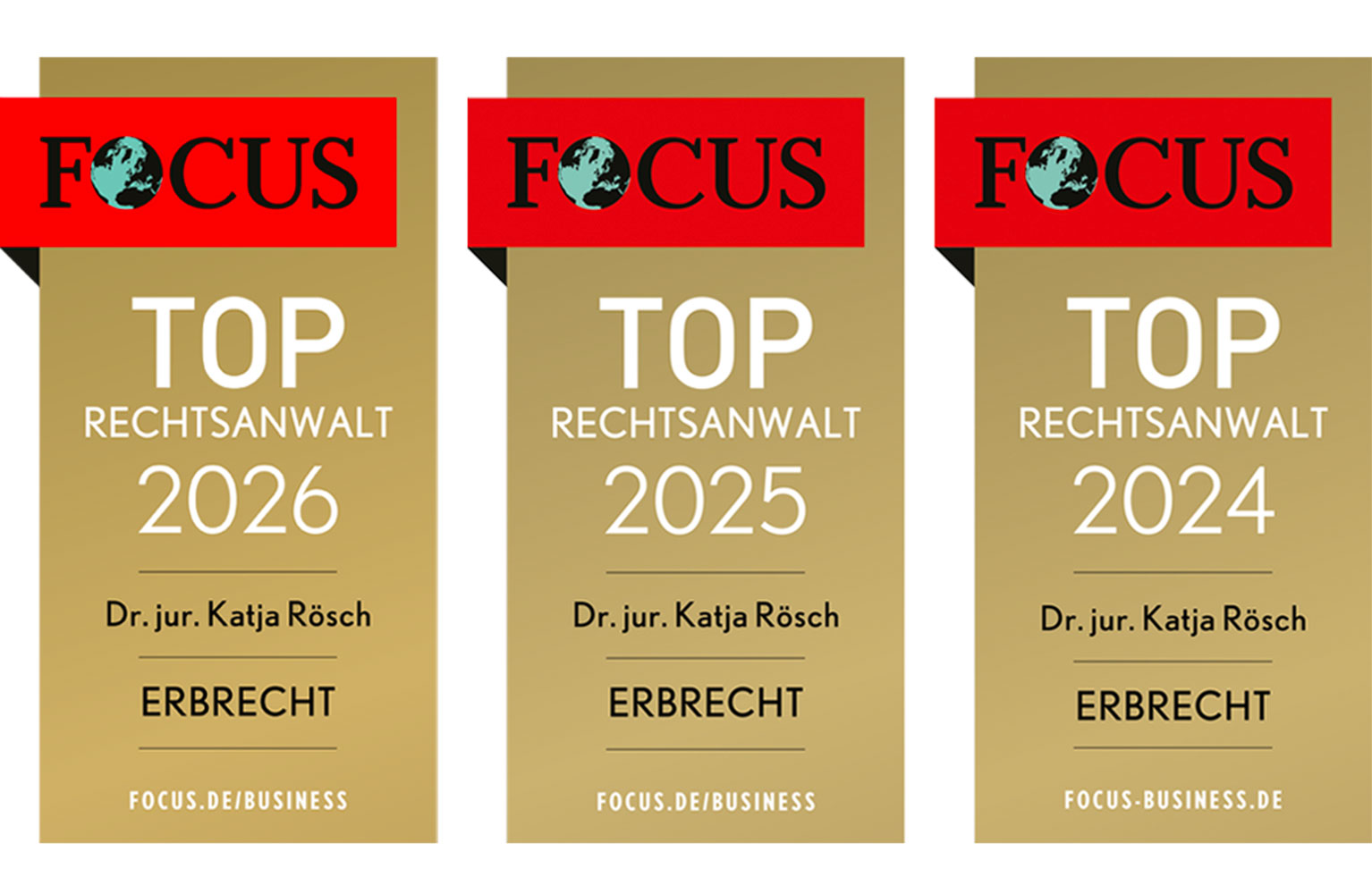 Kanzlei Rösch unter den FOCUS Top Rechtsanwälten 2024, 2025 und 2026
